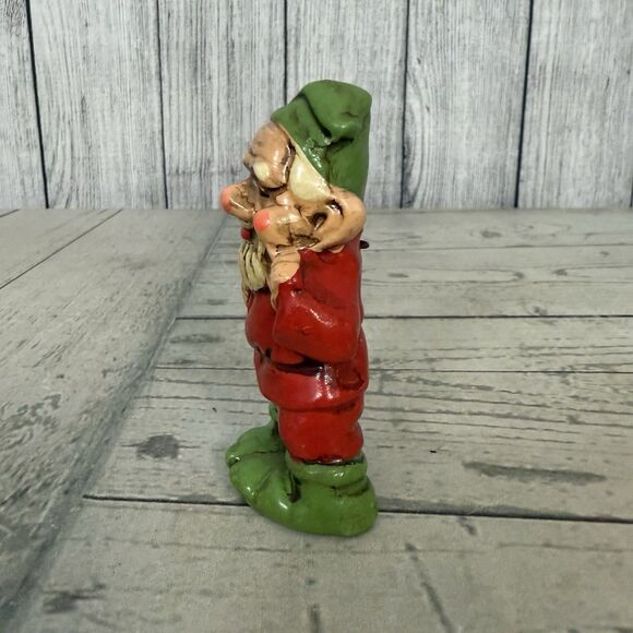 Vintage Ceramic Hand Painted Chalkware Elf Gnome 4" Japan Figurine Ornament - Picture 2 of 6